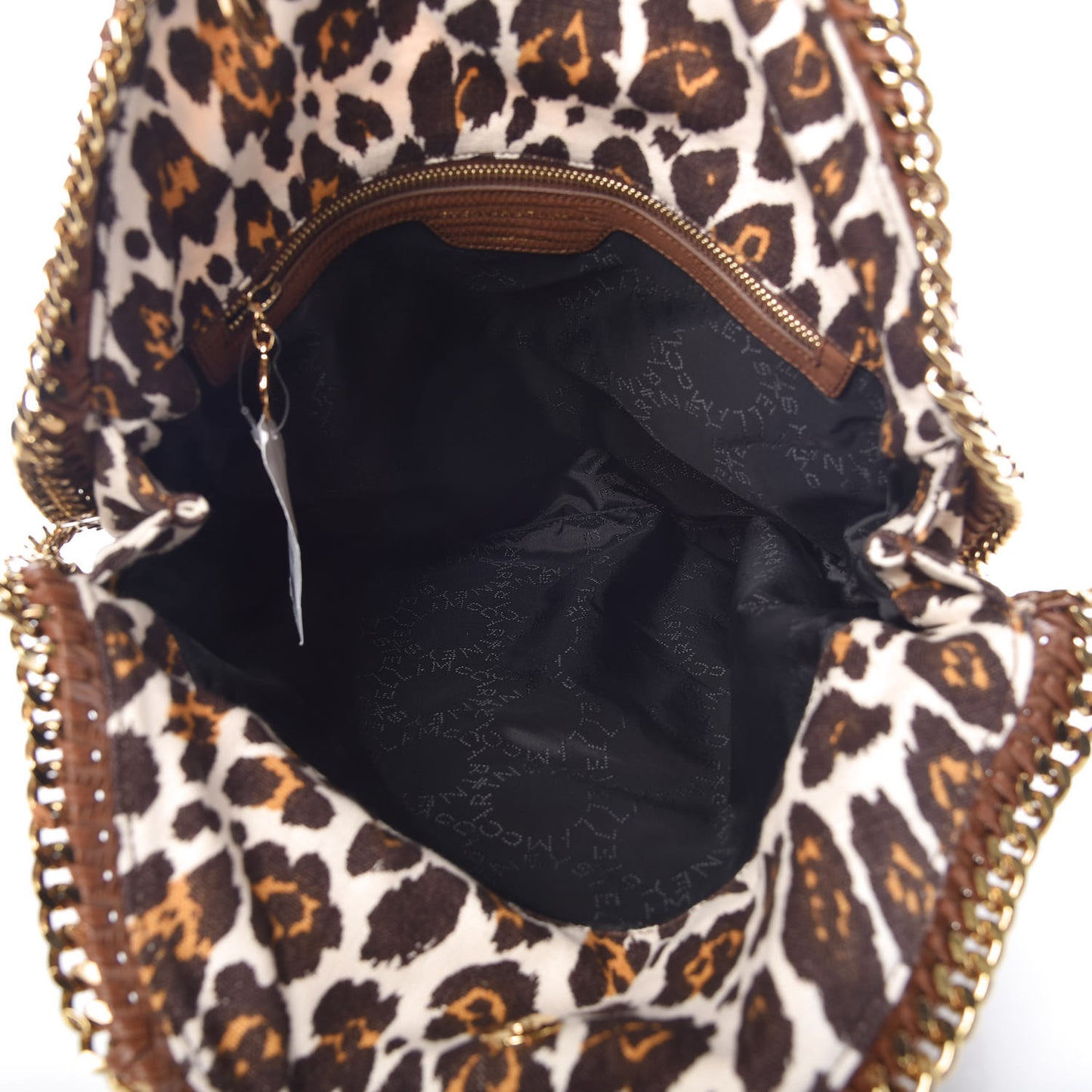 Linen Leopard Falabella Fold Over Tote Fawn