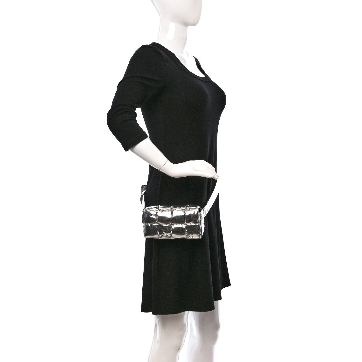 Bottega Veneta Metallic Lambskin Maxi Intrecciato Padded The Belt Cassette Bag Silver 2 of 13