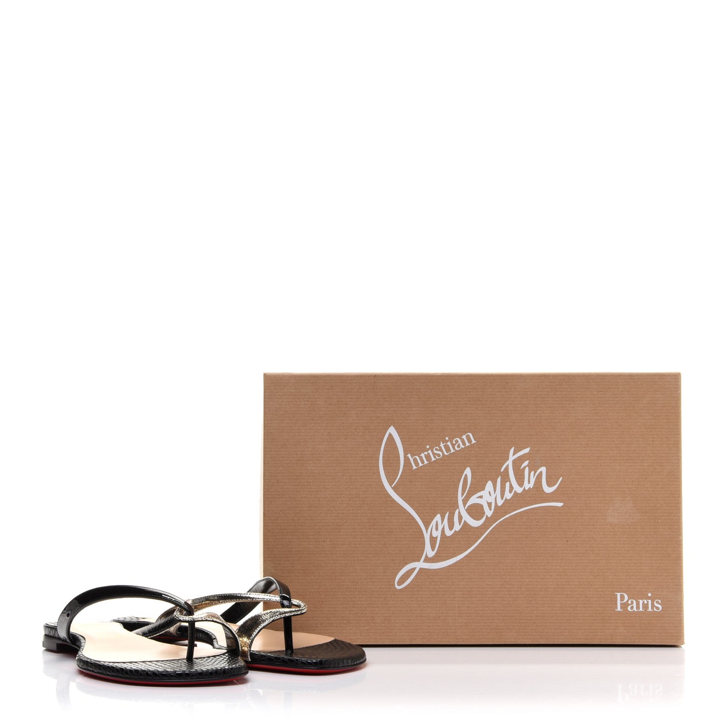 Patent Lame Cabaret Minimeyer Flat Sandals 38 Black Platine