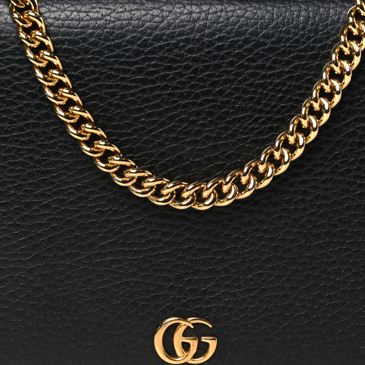 Gucci Calfskin Mini GG Marmont Chain Wallet Black 7 of 10