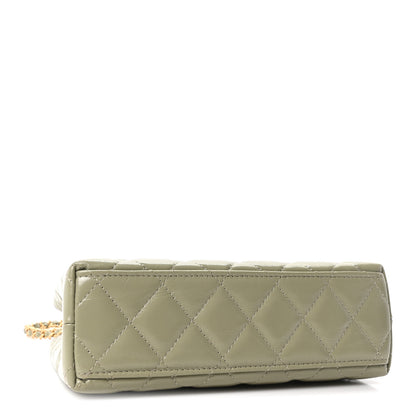 Chanel Shiny Aged Calfskin Quilted Nano Kelly Shopper Khaki 4 of 11