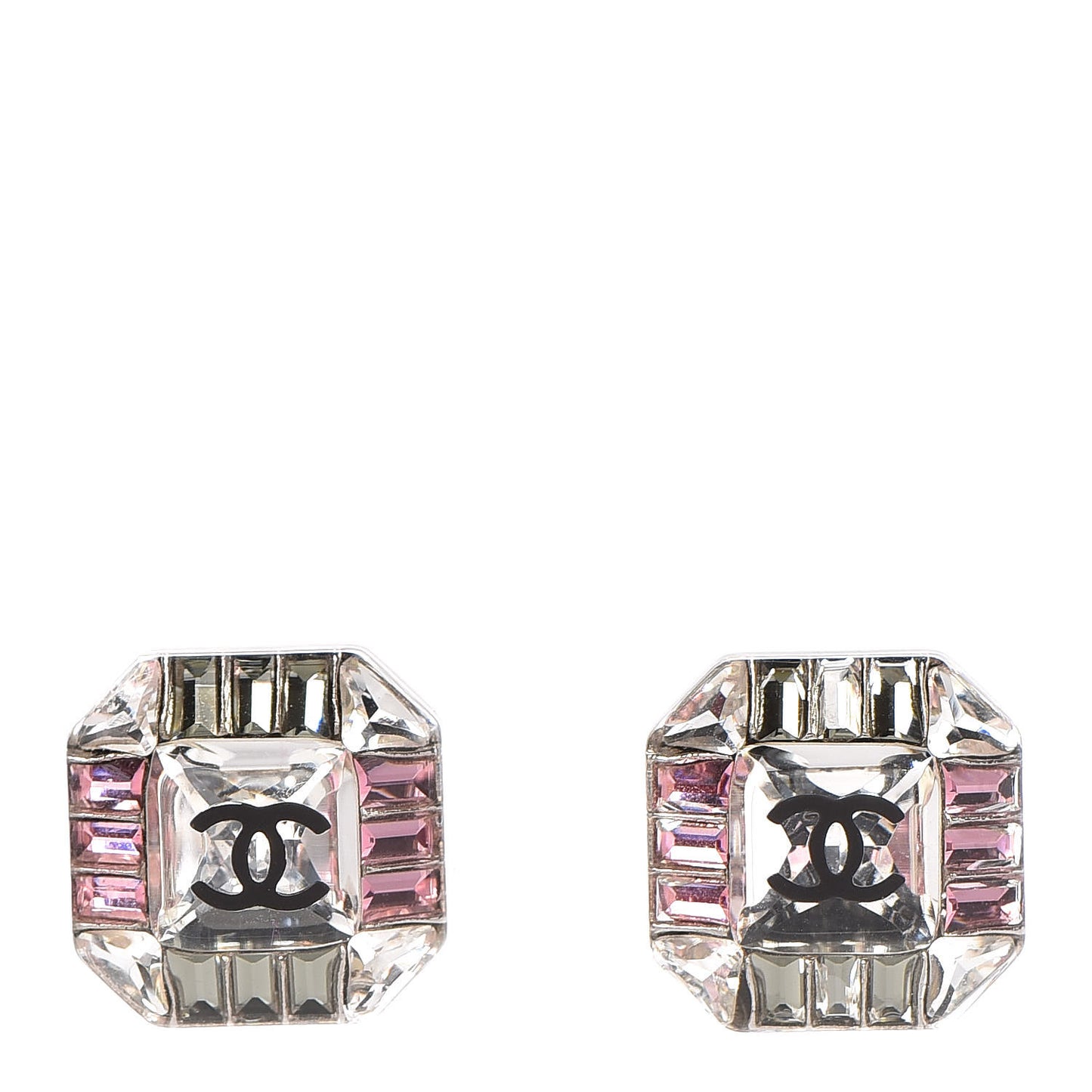 Crystal CC Earrings Silver Pink