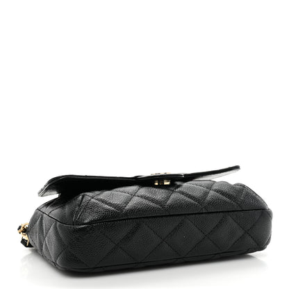 Chanel Caviar Fabric Quilted Foldable Tote With Chain Black Multicolor 6 of 15