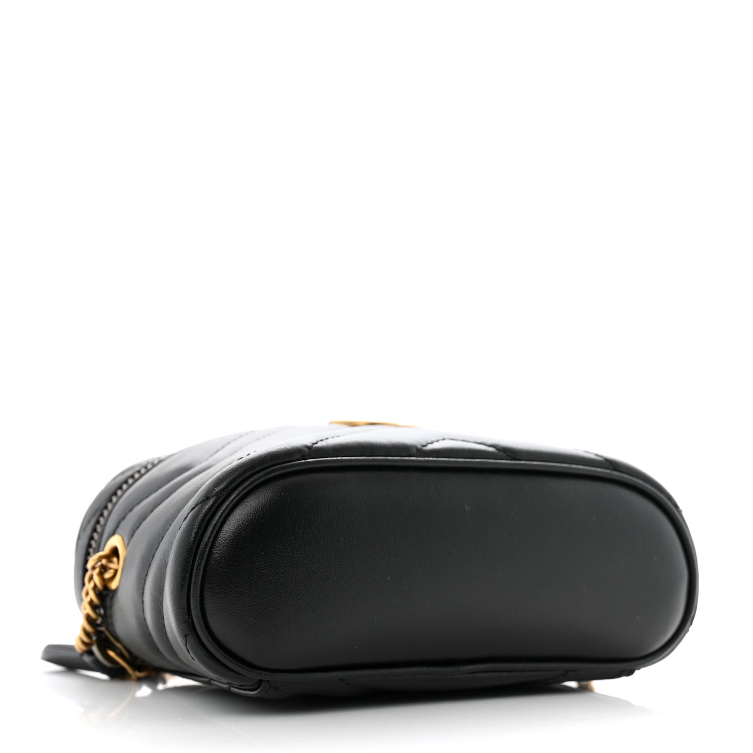 Gucci Calfskin Matelasse Chevron Mini GG Marmont Top Handle Bag Black 4 of 11