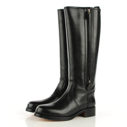 Hermes Box Calfskin Equestrian Land Boots 37.5 Black 3 of 7