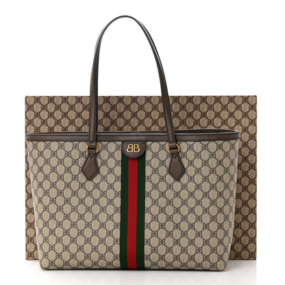 Gucci X BALENCIAGA BB Supreme Monogram Web Medium Ophidia Shopping Tote Beige New Acero 9 of 11