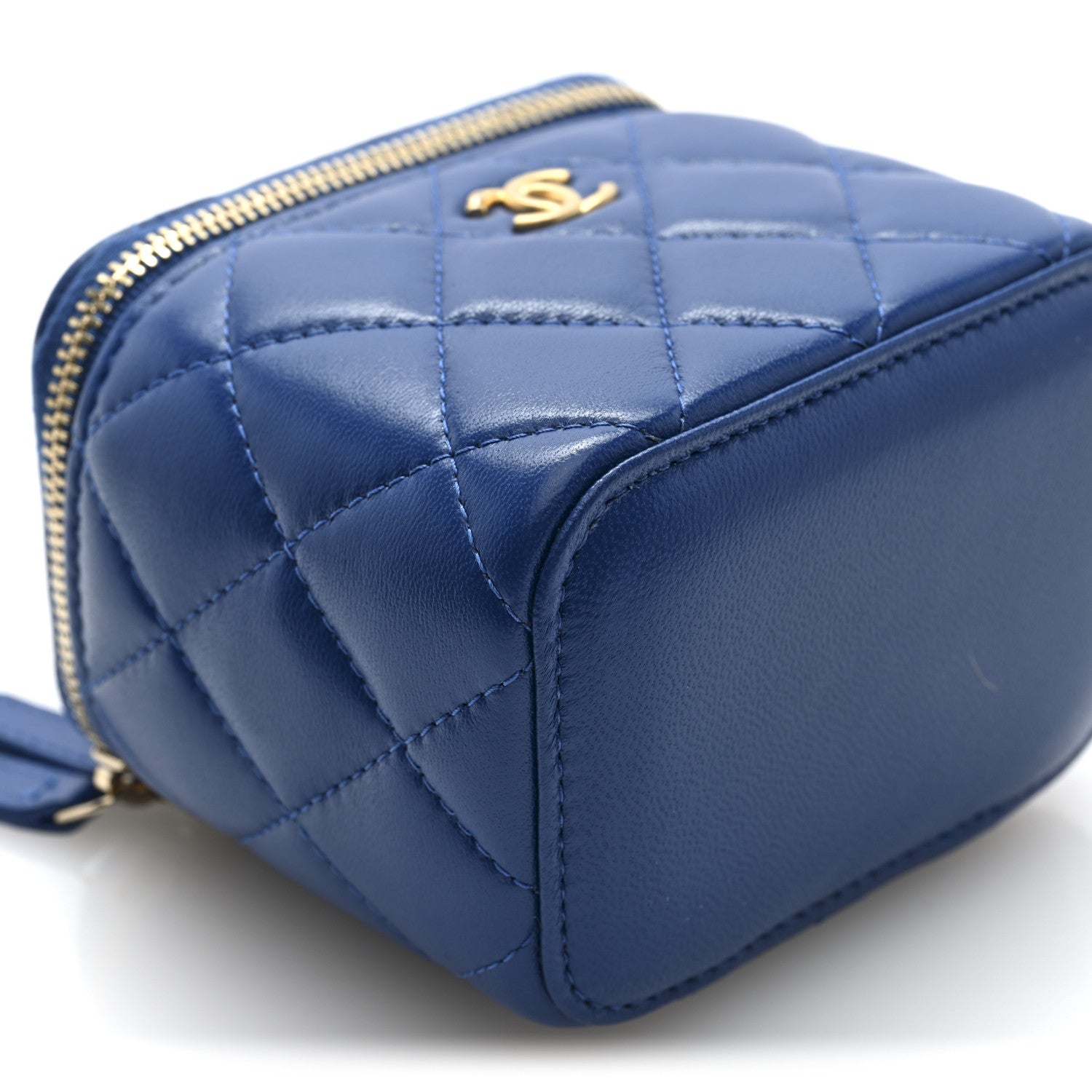 Chanel Lambskin Quilted Pearl Crush Mini Vanity Case With Chain Blue 9 of 11