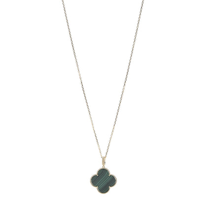 Van Cleef & Arpels 18K Yellow Gold Malachite Magic Alhambra Pendant Necklace 1 of 9