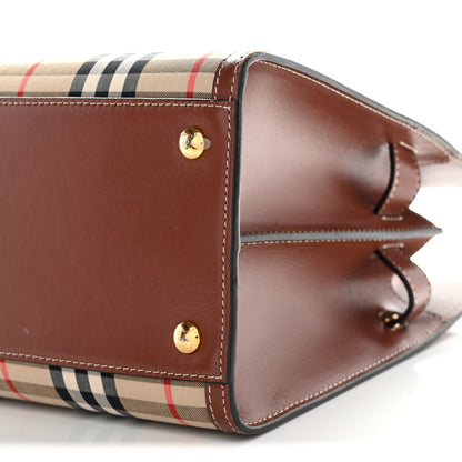 Burberry Calfskin Vintage Check Two Handle Title Bag Archive Beige 9 of 10