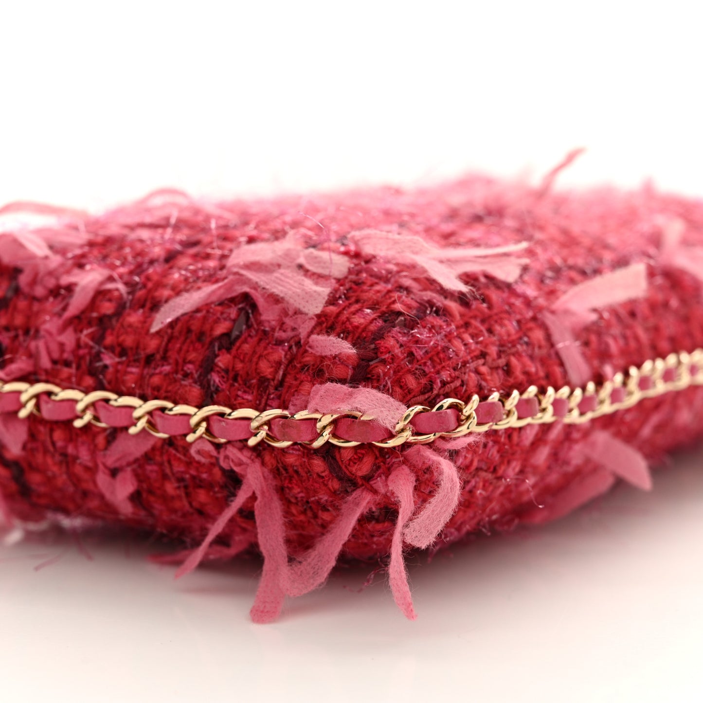 Tweed Chain Around Phone Holder Pink