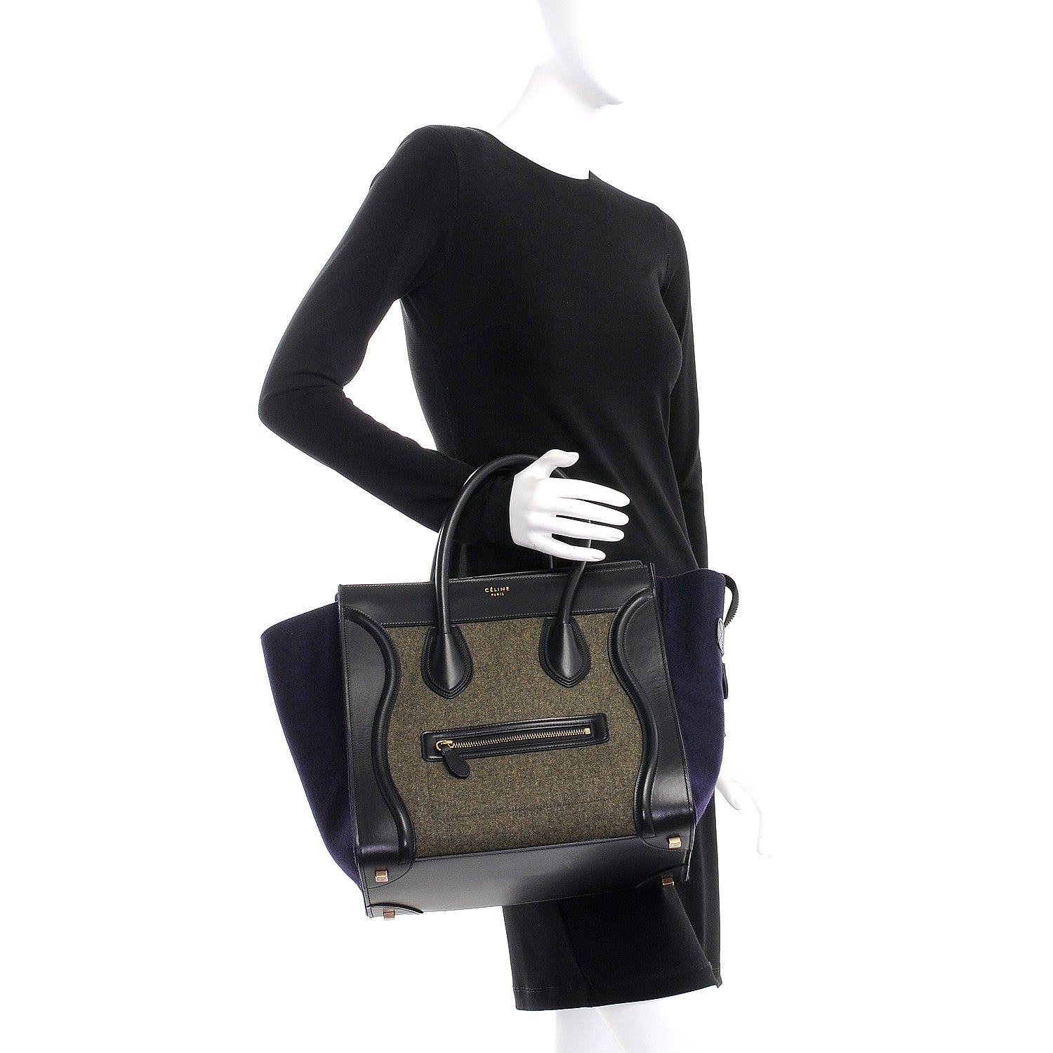 Celine Smooth Calfskin Felt Mini Tri-Color Luggage Khaki 2 of 11