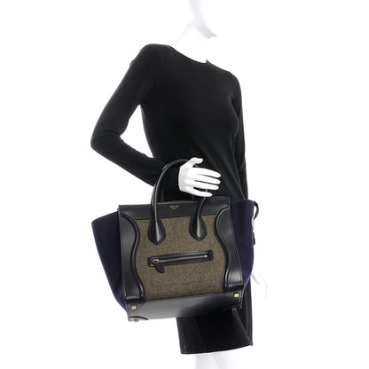 Celine Smooth Calfskin Felt Mini Tri-Color Luggage Khaki 2 of 11
