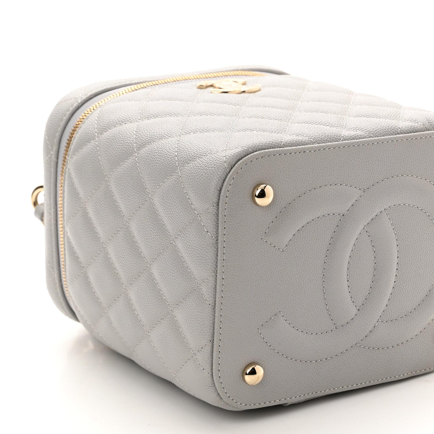 Chanel Caviar Quilted Small Top Handle Vanity Case With Chain Grey 9 of 10