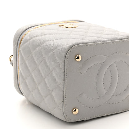 Chanel Caviar Quilted Small Top Handle Vanity Case With Chain Grey 9 of 10