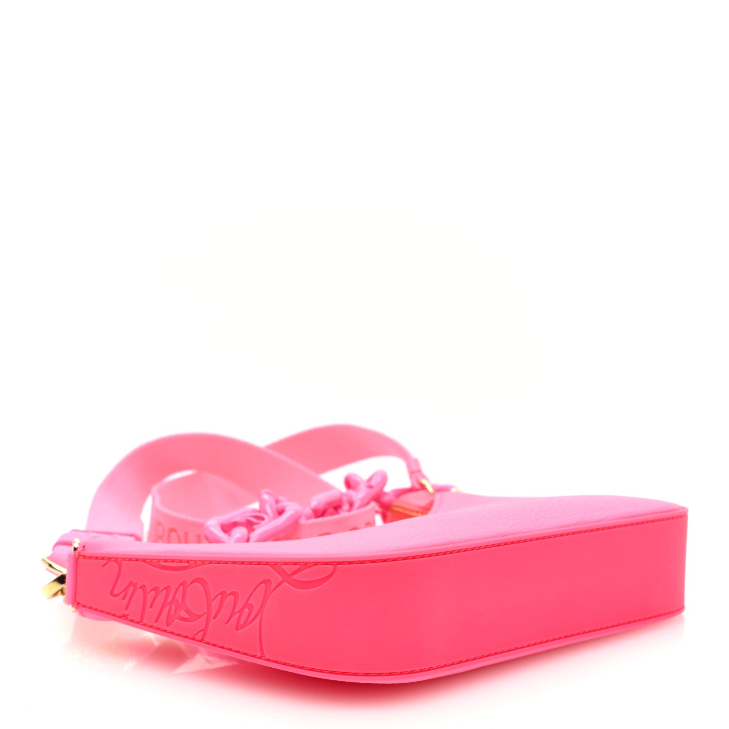 Christian Louboutin Calfskin Mini Loubila Chain Shoulder Bag Fluo Pink 4 of 10