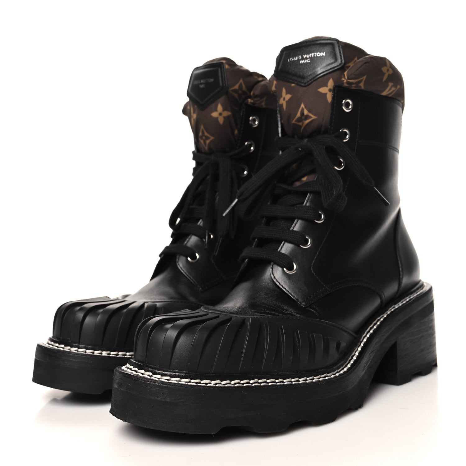 Louis Vuitton Calfskin Monogram Nylon LV Beaubourg Ankle Boots 40.5 Black 4 of 8