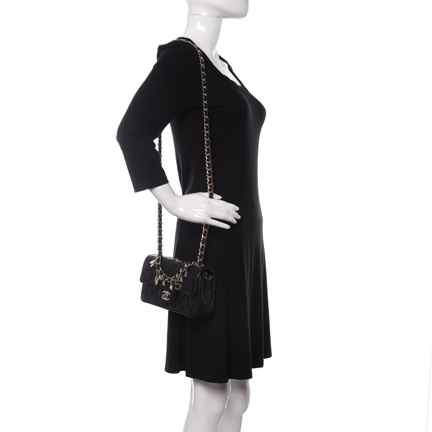 Chanel Lambskin Quilted Mini Coco Charms Rectangular Flap Black 2 of 10