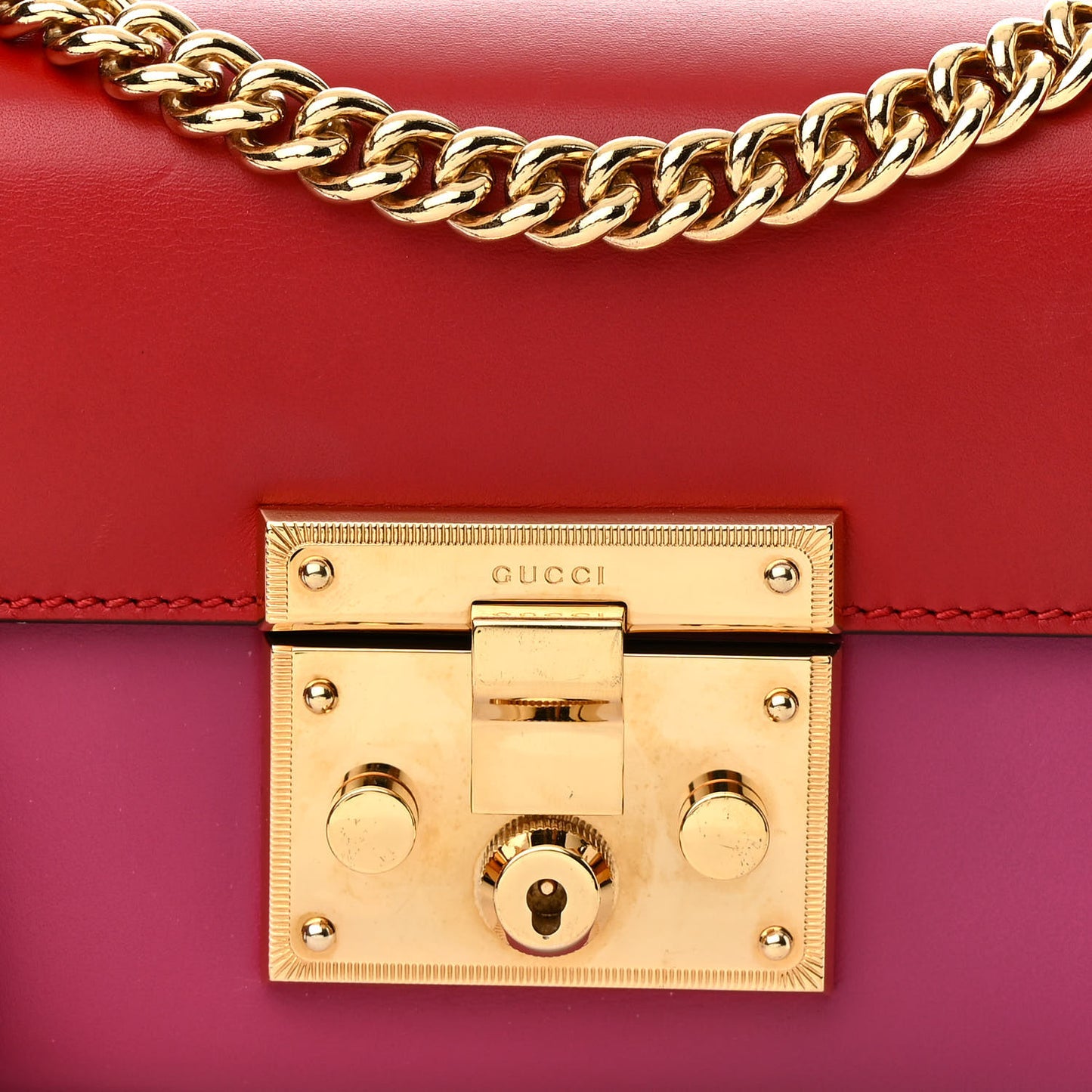 Calfskin Small Padlock Shoulder Bag New Rosette Hibiscus Red