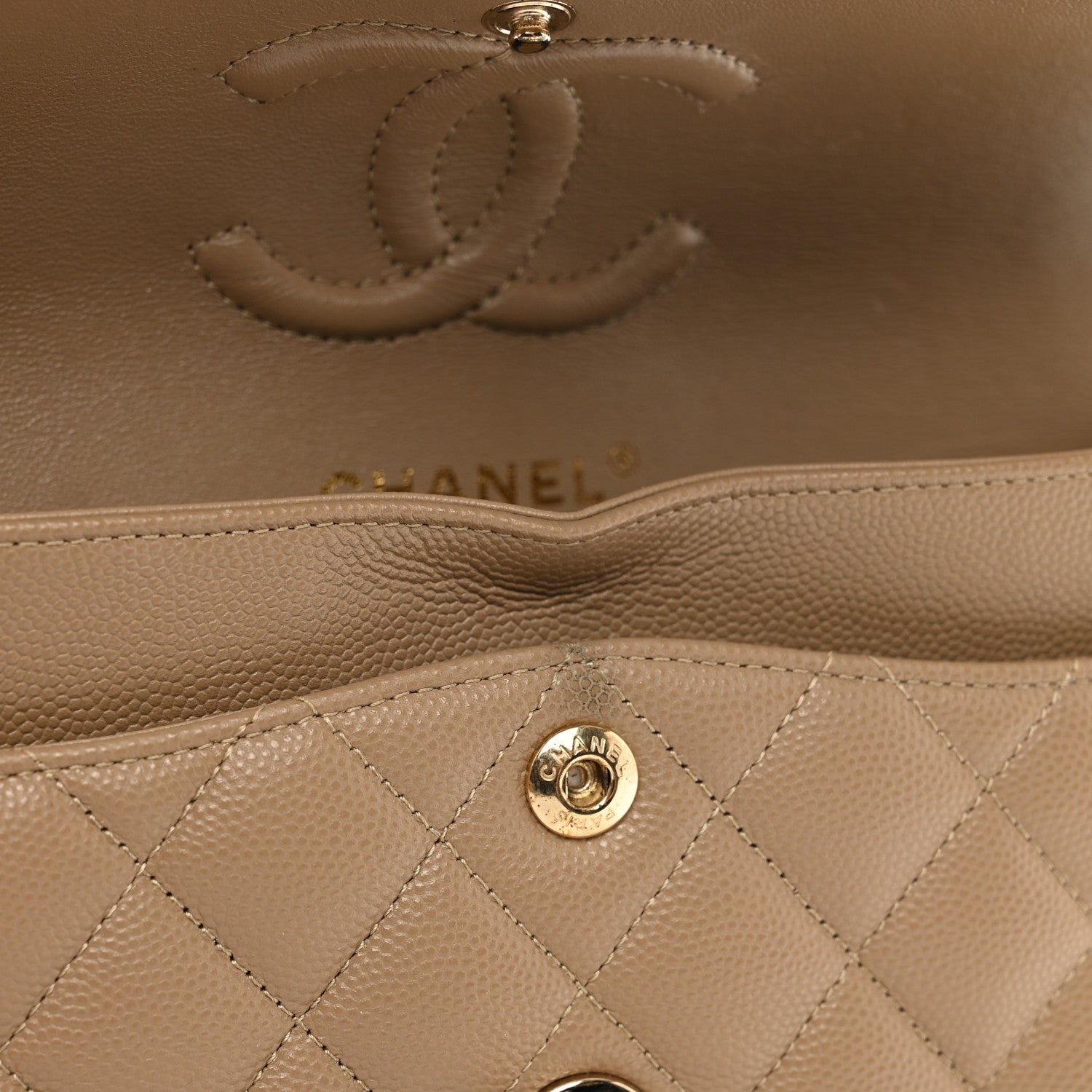 Chanel Caviar Quilted Small Double Flap Dark Beige 11 of 13