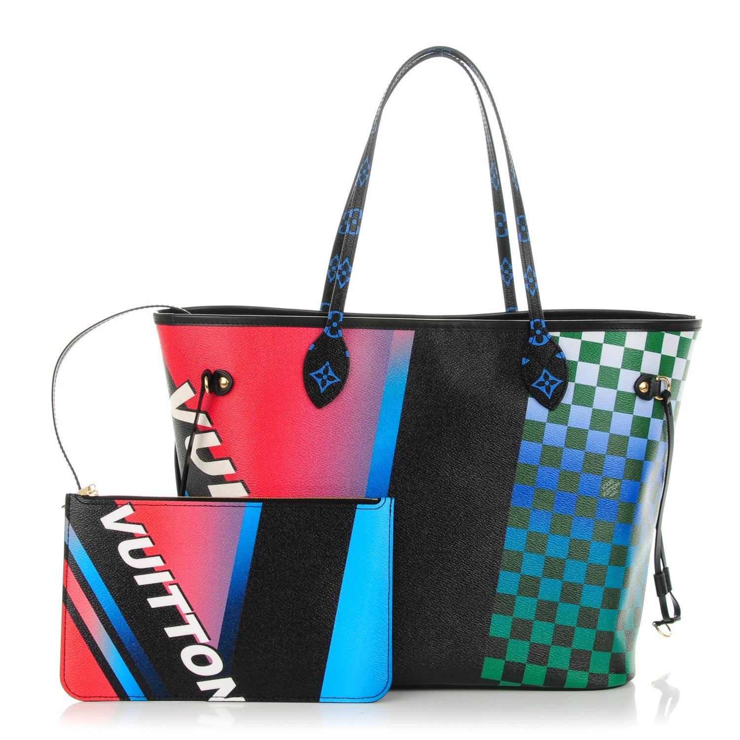 Louis Vuitton Damier Race Neverfull MM Noir Rouge 1 of 8