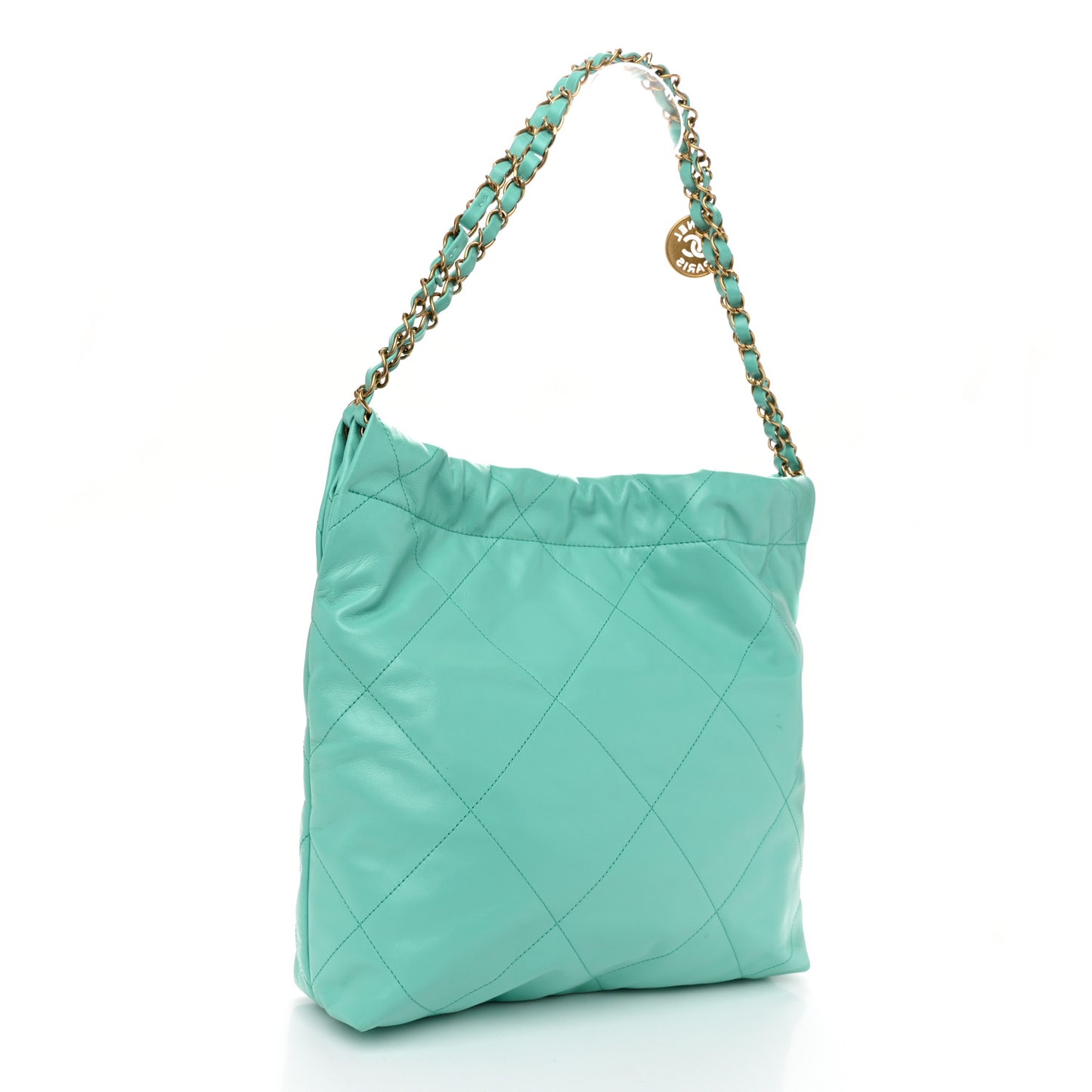 Shiny Calfskin Quilted Small Chanel 22 Light Blue