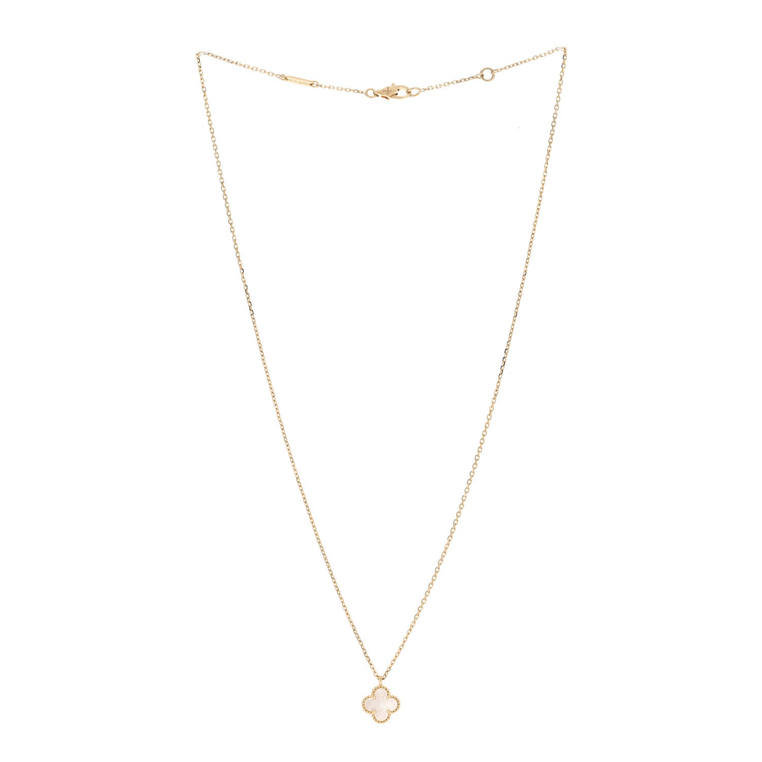 Van Cleef & Arpels 18K Yellow Gold Mother of Pearl Sweet Alhambra Pendant Necklace 2 of 5