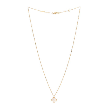Van Cleef & Arpels 18K Yellow Gold Mother of Pearl Sweet Alhambra Pendant Necklace 2 of 5