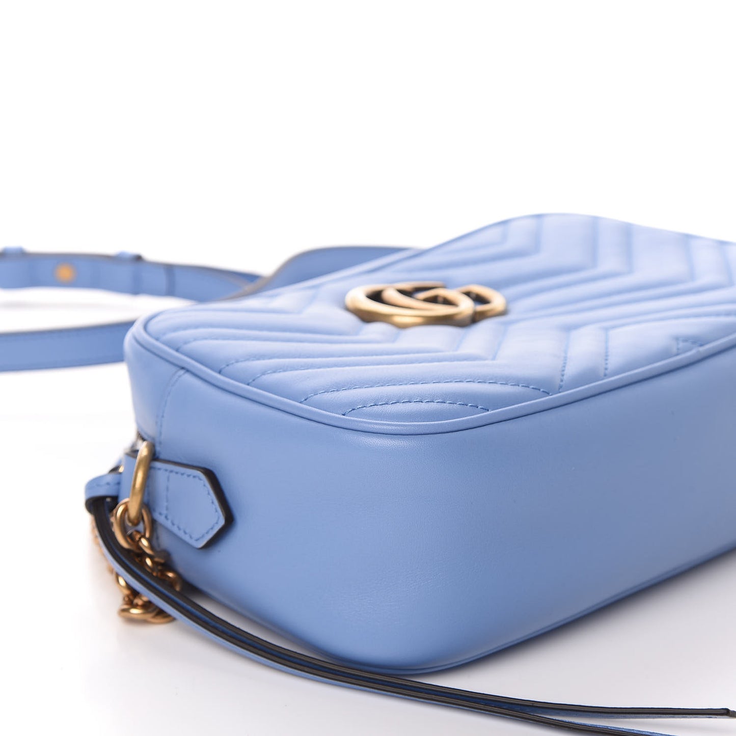 Calfskin Matelasse Small GG Marmont Chain Shoulder Bag Clear Sky Blue