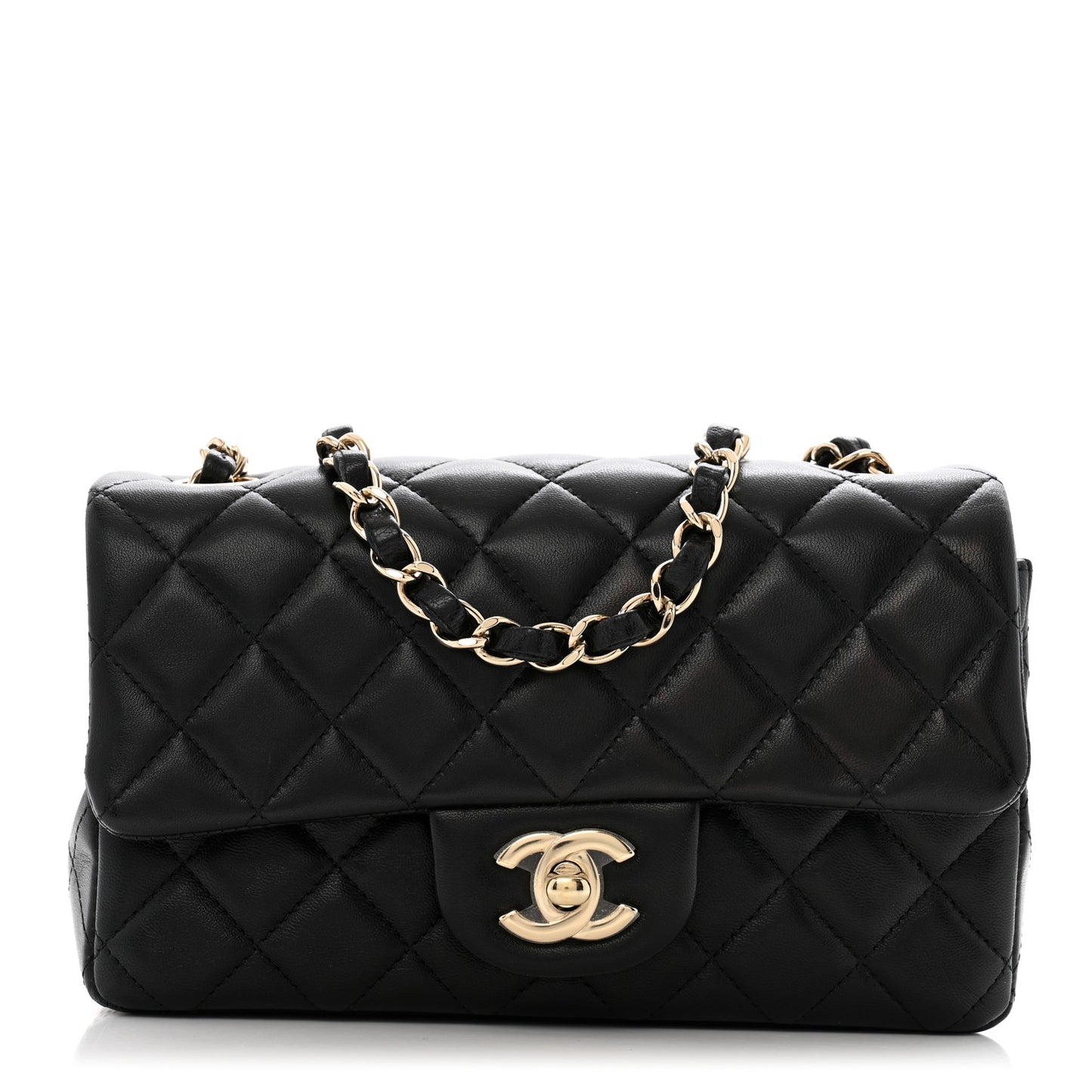 Lambskin Quilted Mini Rectangular Flap Black