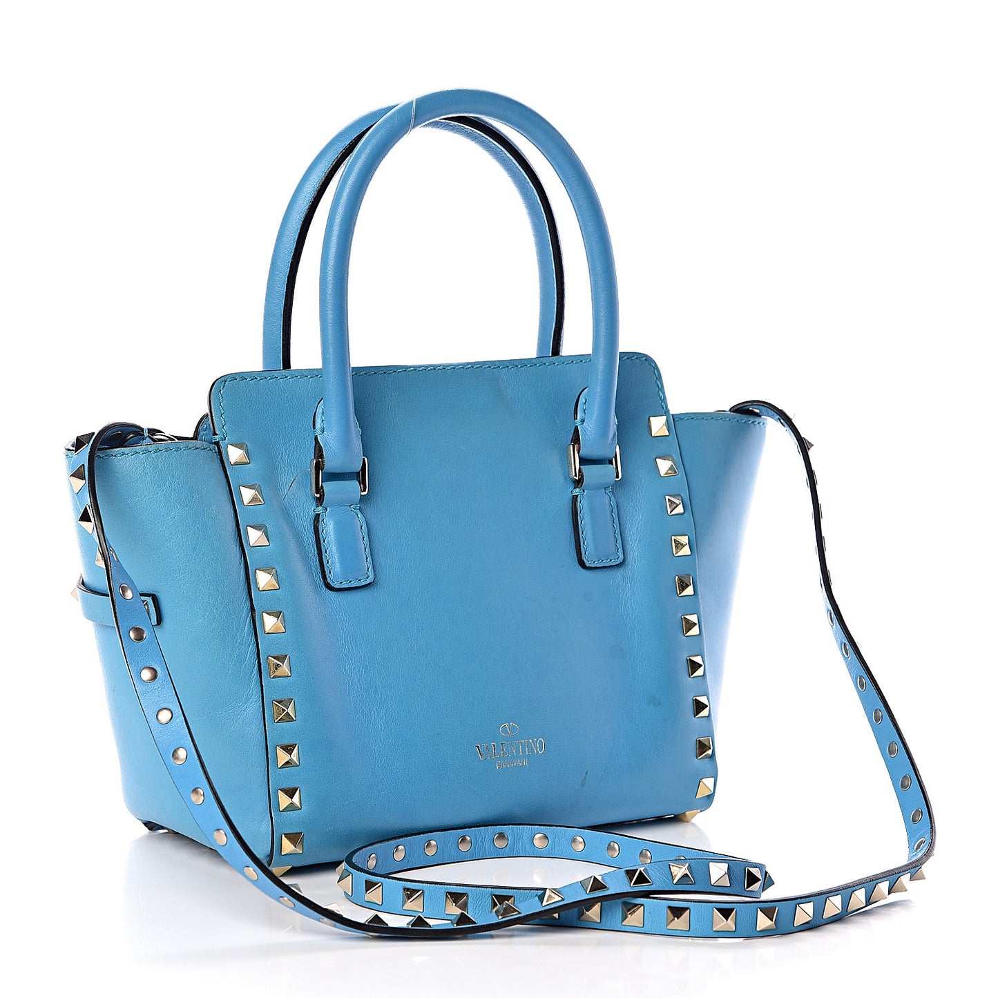Vitello Mini Rockstud Double Handle Tote Parrot