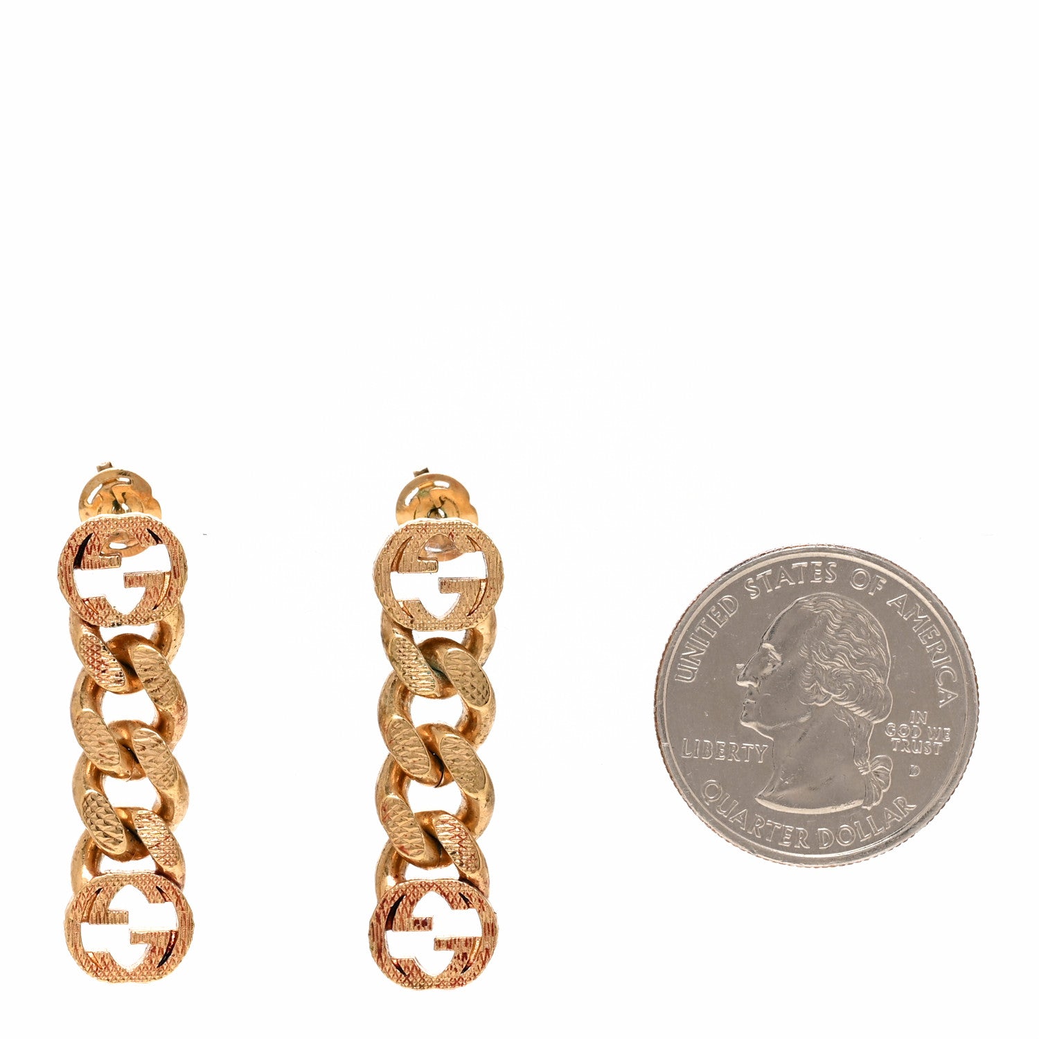 Gucci Metal Double Interlocking G Chain Drop Earrings Gold 2 of 5