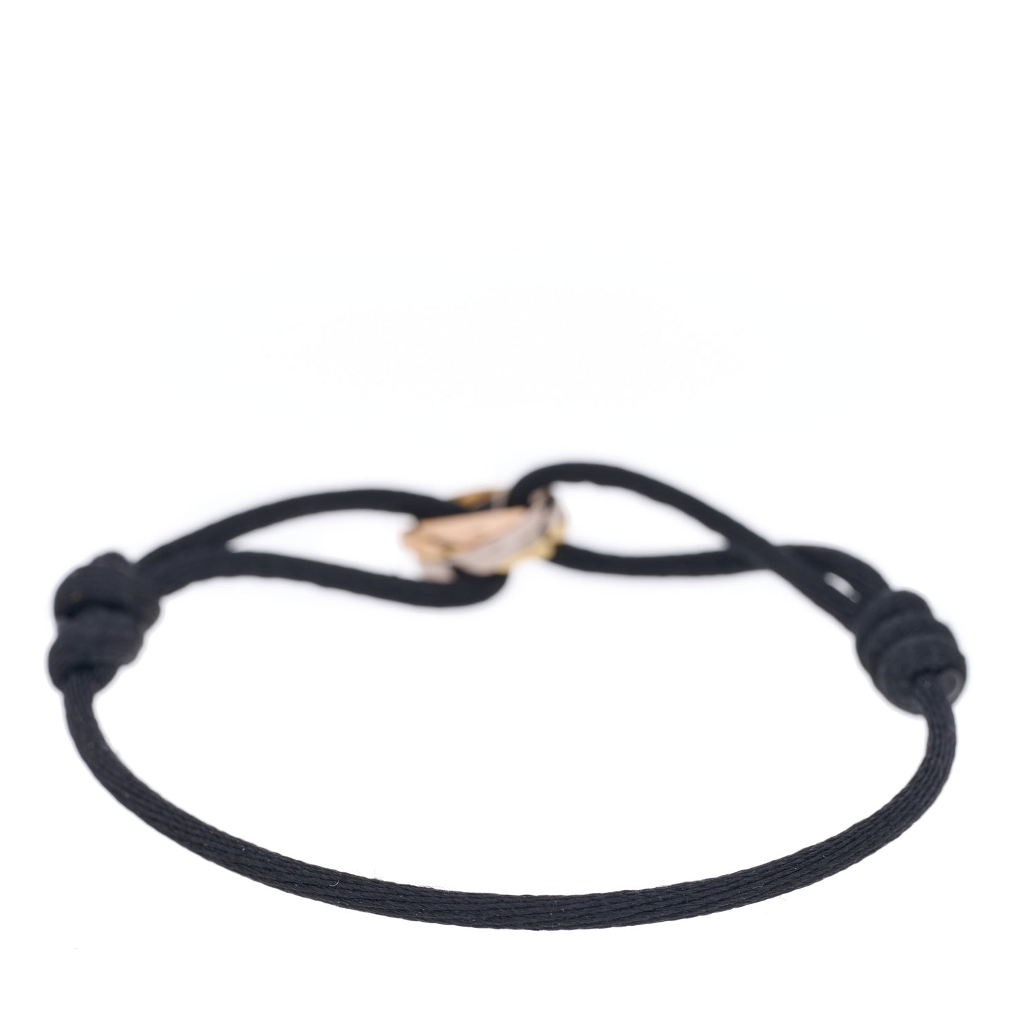 18K Pink Yellow White Gold Trinity Adjustable Cord Bracelet Black