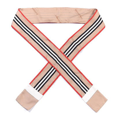 Burberry Silk Icon Stripe Skinny Scarf Archive Beige 1 of 3