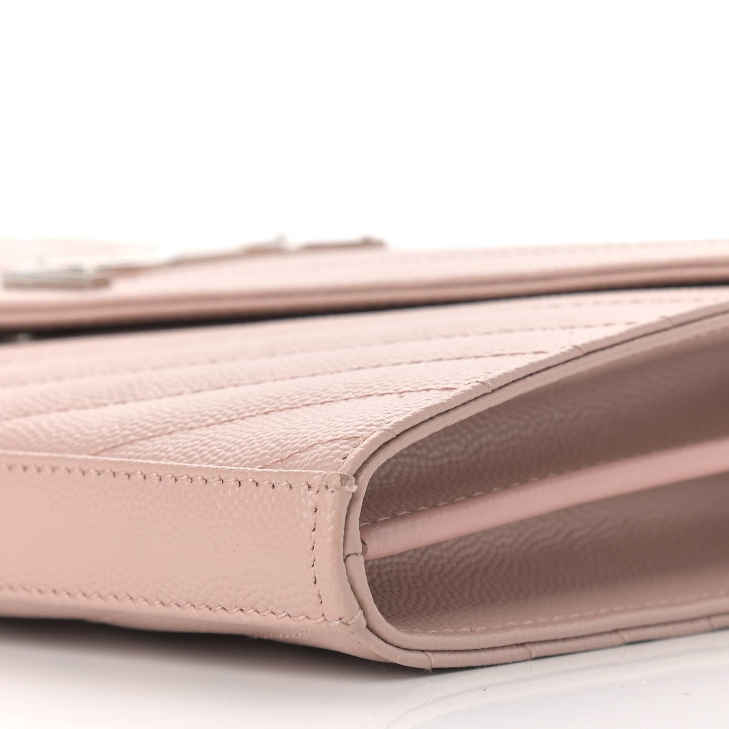 Grain De Poudre Matelasse Chevron Monogram Chain Wallet Pale Pink