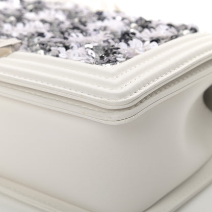 Chanel Calfskin Sequin Medium Boy Chanel Flap White 10 of 12