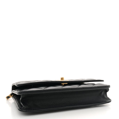 Chanel Lambskin Quilted CC Pearl Crush Wallet on Chain WOC Black 4 of 12
