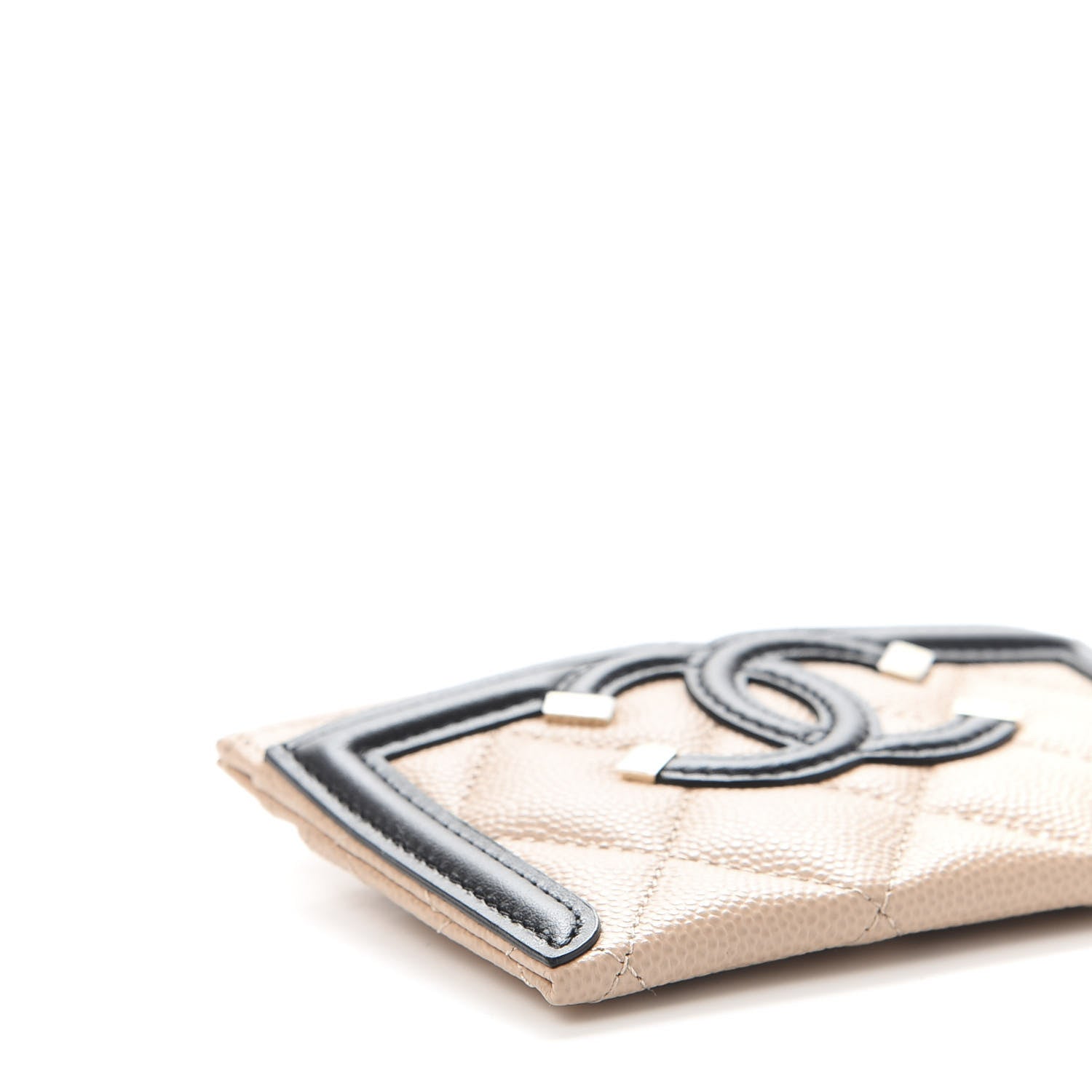 Chanel Caviar Quilted Filigree Card Holder Beige Black 9 of 10