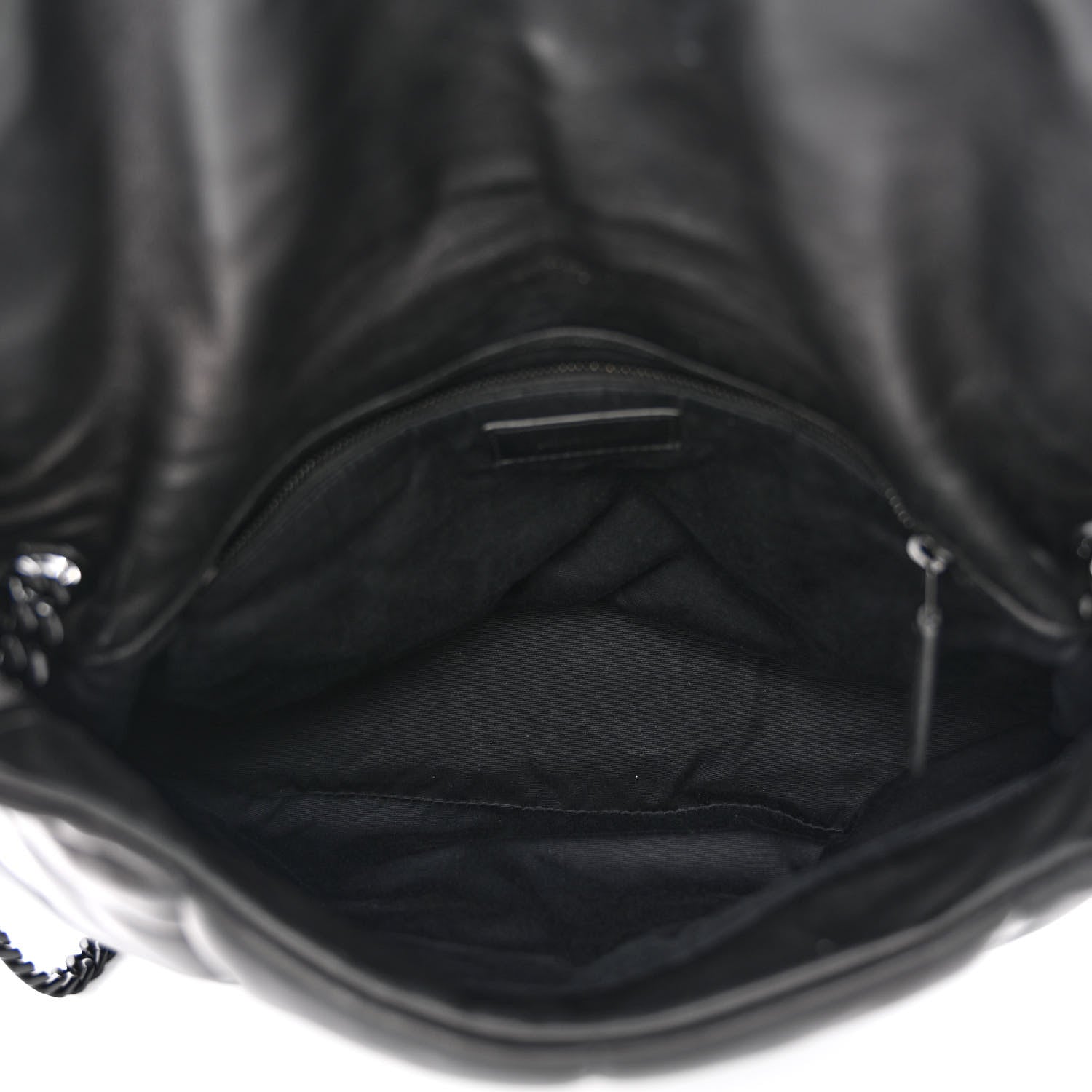 Saint Laurent Lambskin Quilted Monogram Monochrome Medium Loulou Puffer Chain Satchel Black 5 of 11