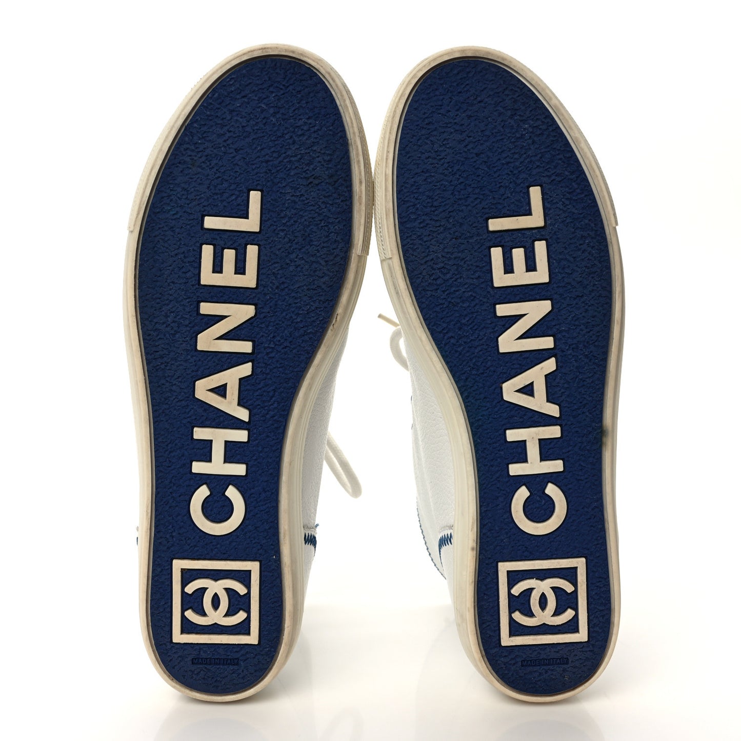 Calfskin High Top Sneakers 38 White Blue