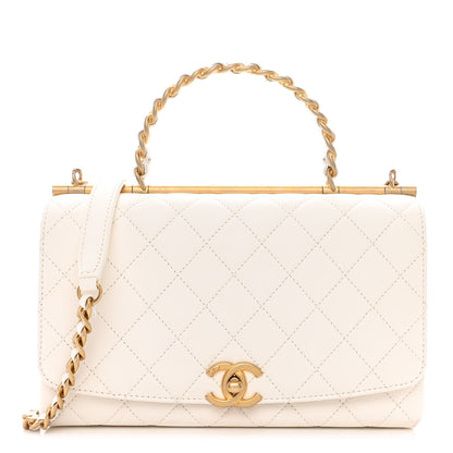 Chanel Lambskin Quilted La Parisienne Top Handle Flap White 1 of 14