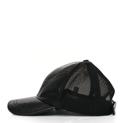 Gucci Calfskin Mesh GG Tennis Embossed Gary Baseball Hat L Black 3 of 9