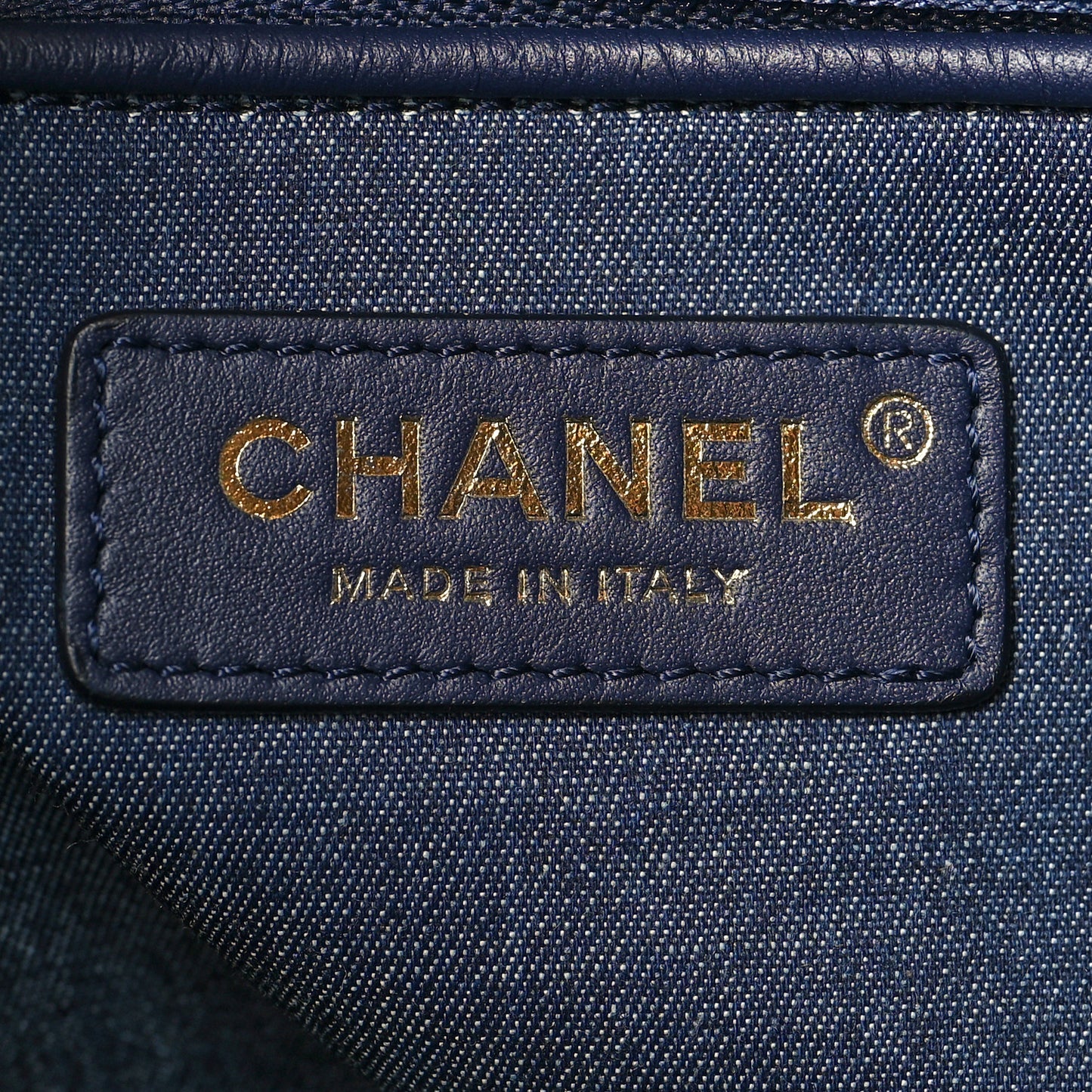 Denim Large Two Tone CC Shopping Tote Blue