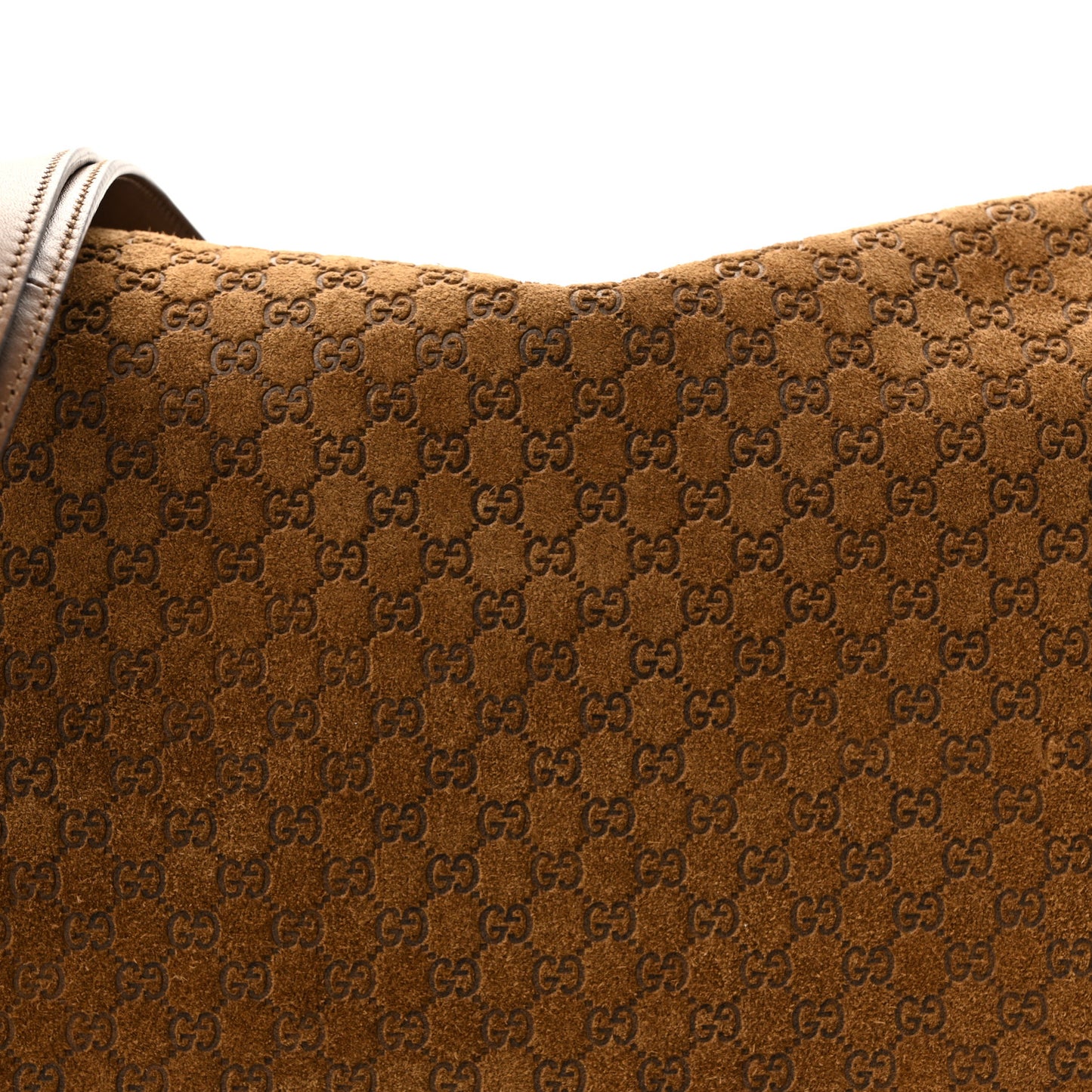 Suede GG Monogram Half Horsebit Medium Shoulder Bag Brown