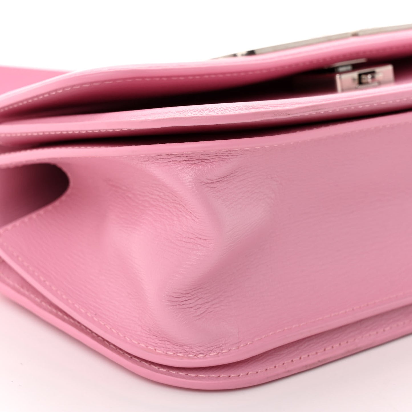 Calfskin Stripe Embossed Small Gossip Bag Candy Pink
