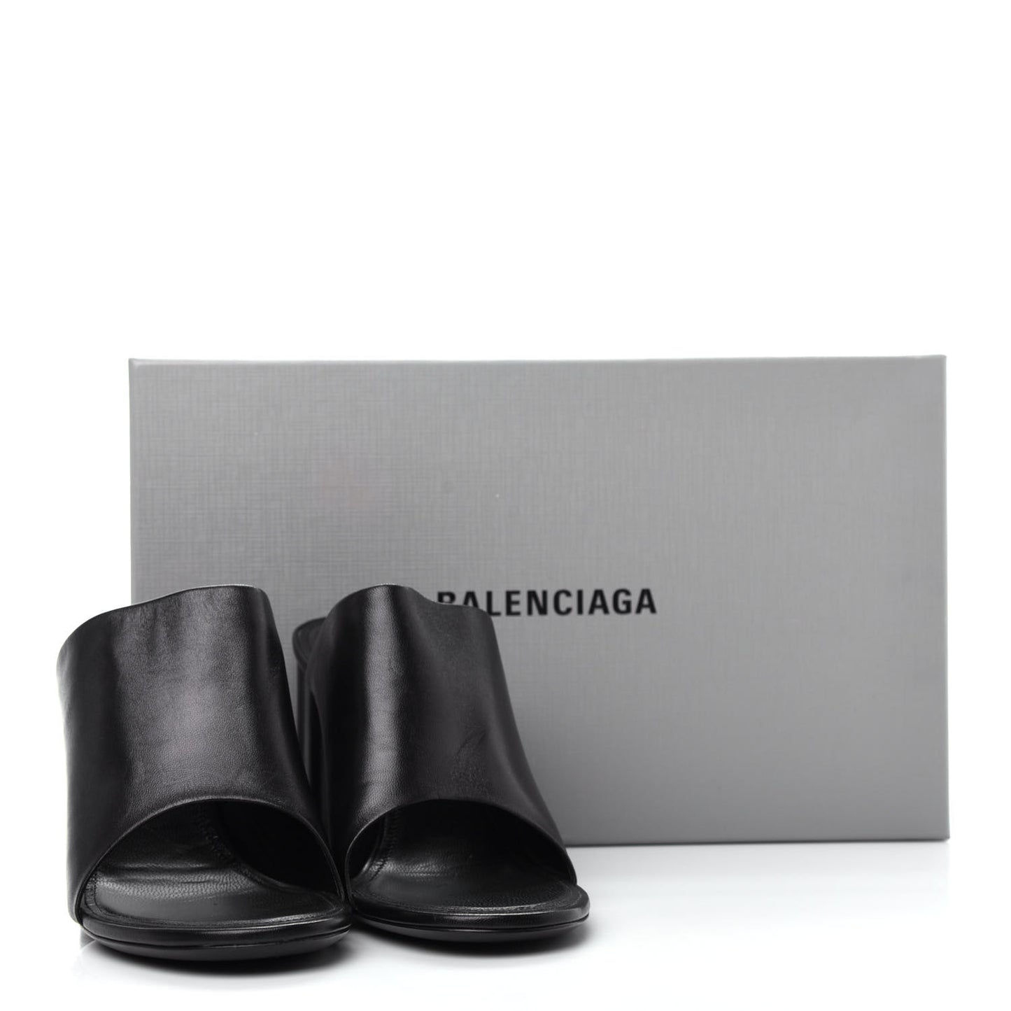 Shiny Sheepskin Oval 90mm Sandals 38.5 Black