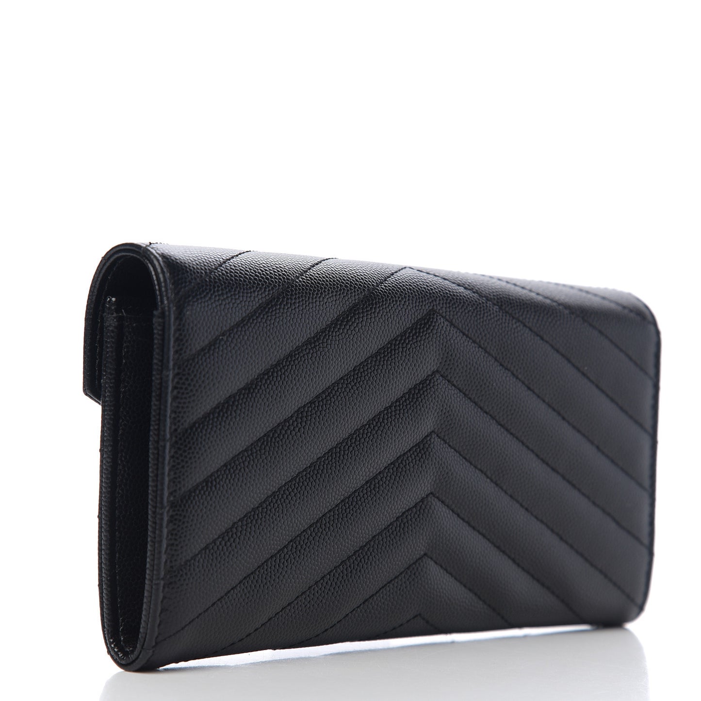 Grain De Poudre Matelasse Chevron Monogram Flap Wallet Black