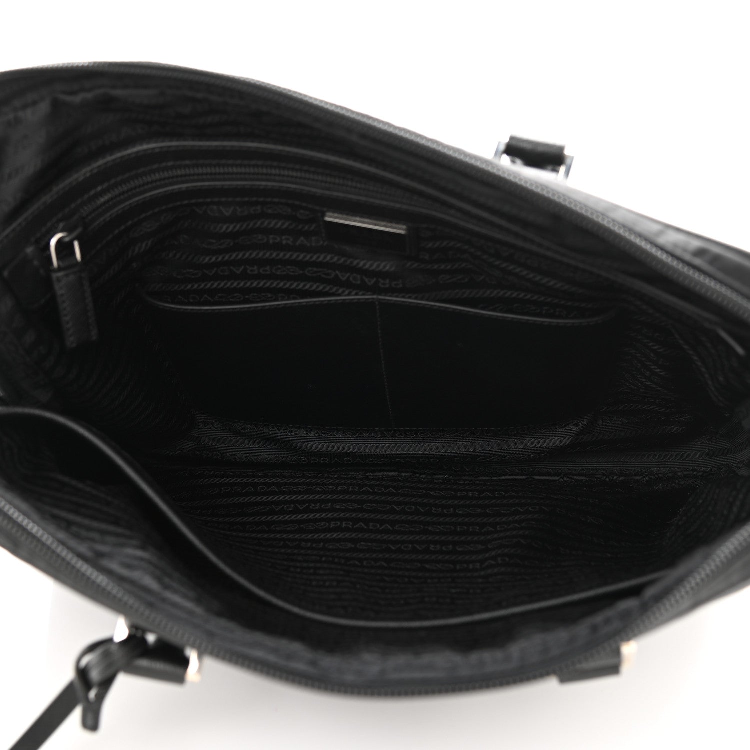 Prada Tessuto Nylon Saffiano Metal Triangle Logo Work Bag Black 5 of 11