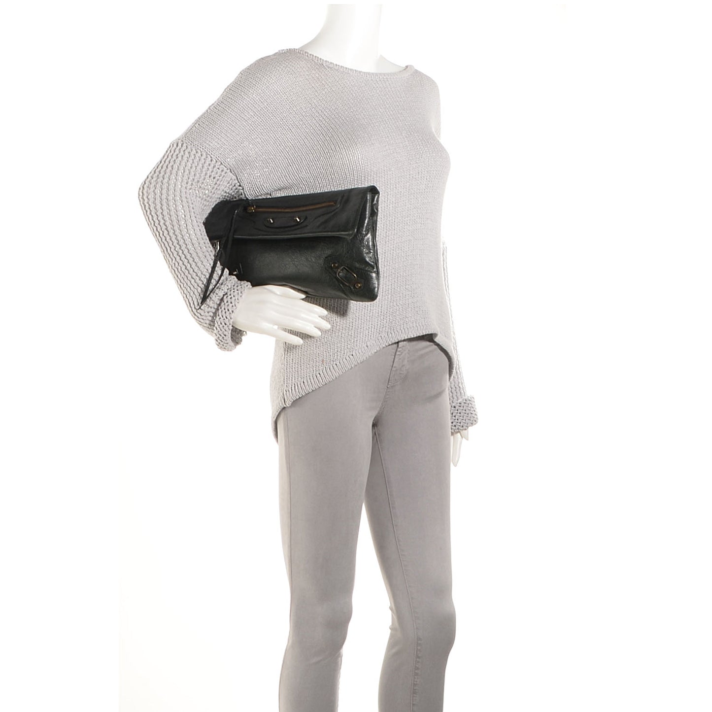 Agneau Classic Hardware Envelope Clutch Black