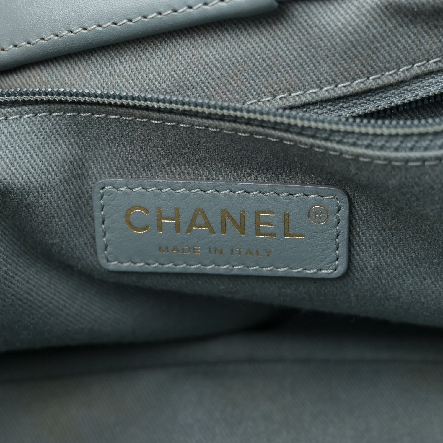 Chanel Aged Calfskin Quilted Large Coco Handle ShoppingTote Blue 8 of 16