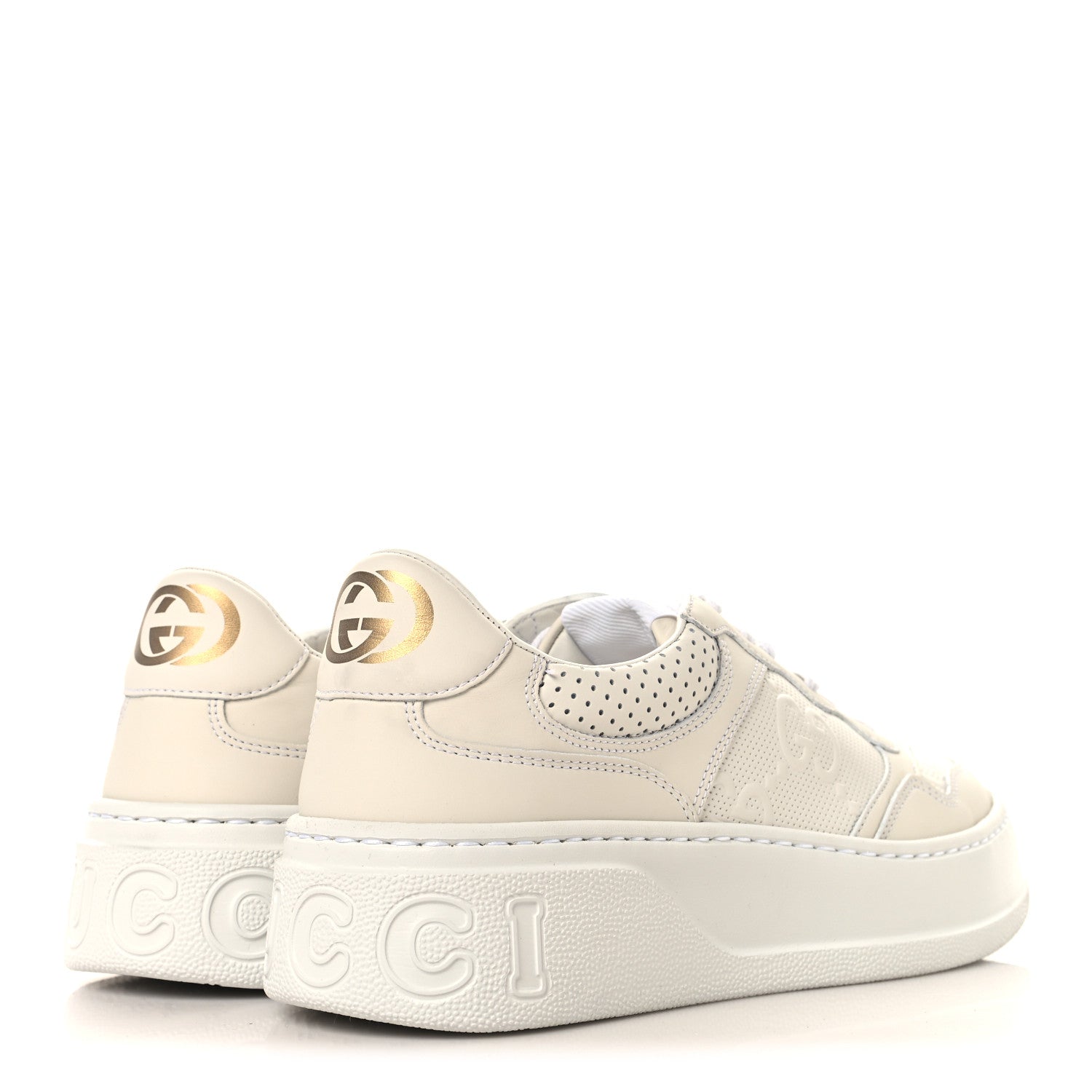Gucci Calfskin GG Tennis Embossed Perforated Womens Platform 55mm Sneakers 39 Great White 5 of 10